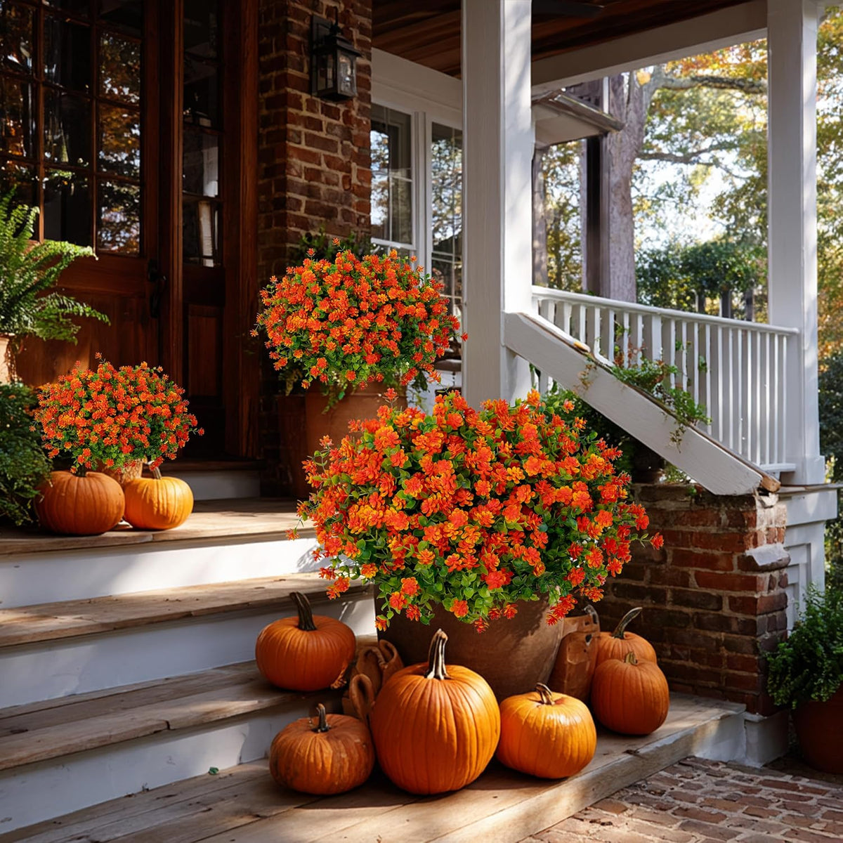 axylex artificial mums for outdoors, fake fall flowers, package contents