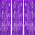 3 Pack Foil Fringe Backdrop - Purple Shiny Tinsel Curtains for Party Decoration/Photo Booth Props - 3.3x8.2 FT Metallic Foil Backdrop for Birthday, Wedding, Graduation, Christmas.
