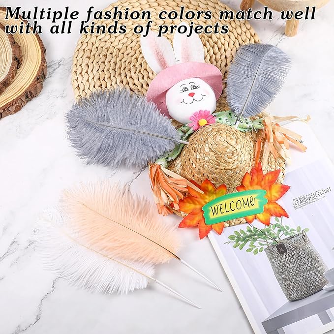 SOGUGOM Grey Craft Ostrich Feathers - 30PCS 6-8 inch Bulk Ostrich Feathers Kit for Kindergarten Crafts, Dream Catchers and DIY Projects(Grey)
