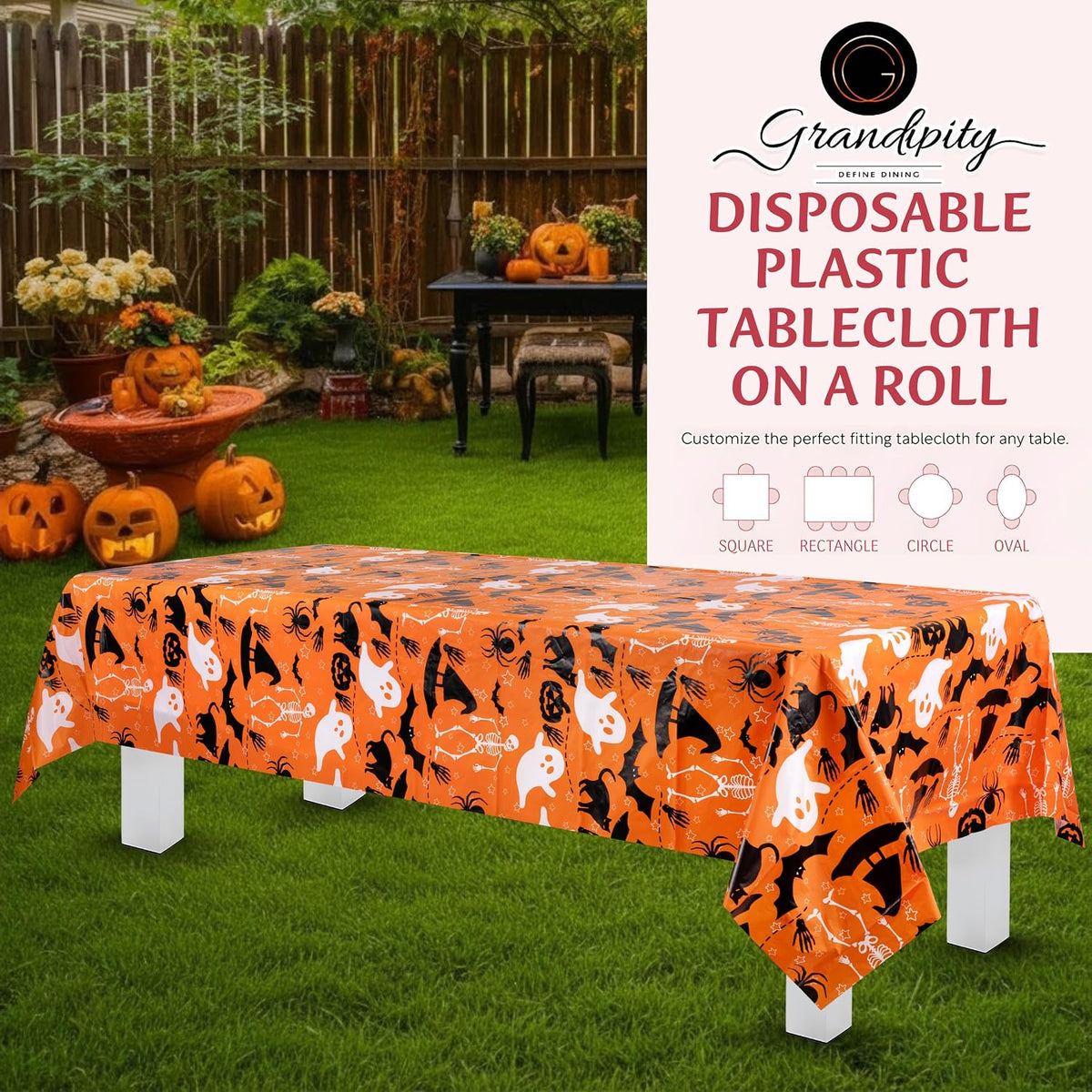 Grandipity Plastic Table Cloth Roll - 54in x 300 Ft. Table Cover