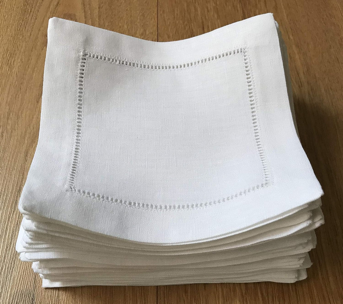 White Linen Cocktail Napkin 6"x6" Set of 50 Linen Cloth Napkin Coas...