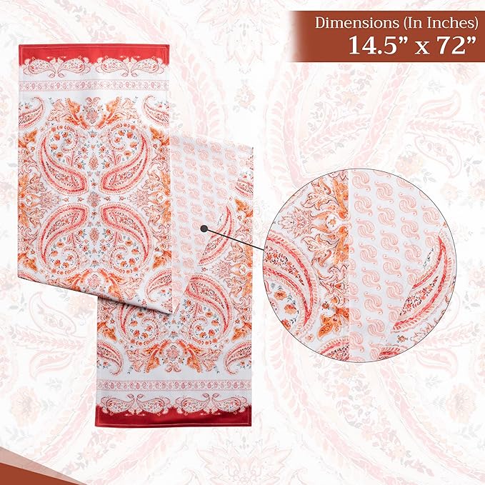 Maison d' Hermine Table Runner 100% Cotton Double Layer Table Runners 72 inches Long for Thanksgiving Christmas Decorations Home Kitchen Dining Party Wedding (Orient, 14.5" x 72")