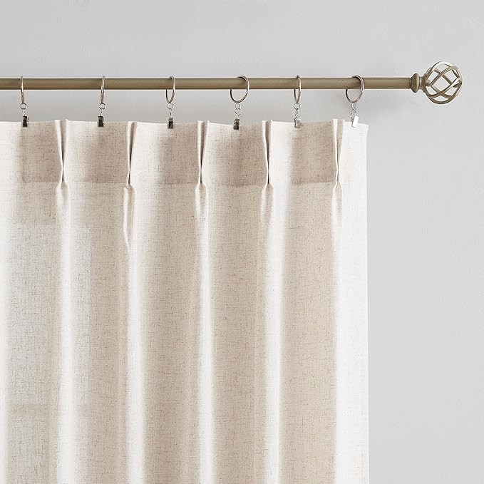 Vision Home Natural Pinch Pleated Curtains Textured Light Filtering Window Curtains 84 inch for Living Room Bedroom Patio Pinch Pleat Drapes with Hooks 1 Panel 60" Wx84 L