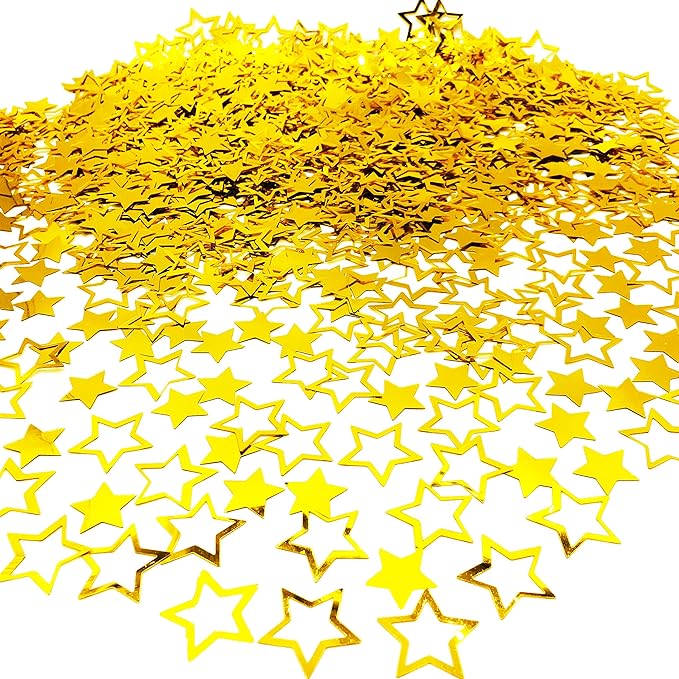 Confetti Star Metallic Foil Confetti Sprinkles for Wedding/Birthday/Festival Party Decorations 1.5OZ(Gold, 24mm&18mm)