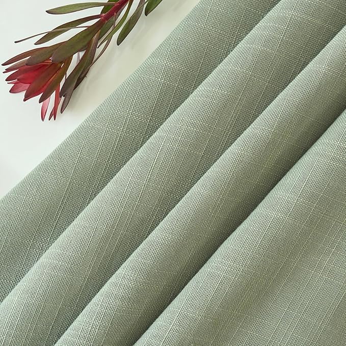 maxmill Lux Faux Linen Table Cloth with Slubby Texture Wrinkle Resistant Anti-Shrink Soft Tablecloth for Kitchen Dining Tabletop for Buffet Banquet Parties Rectangle 60 x 140 Inch Sage Green