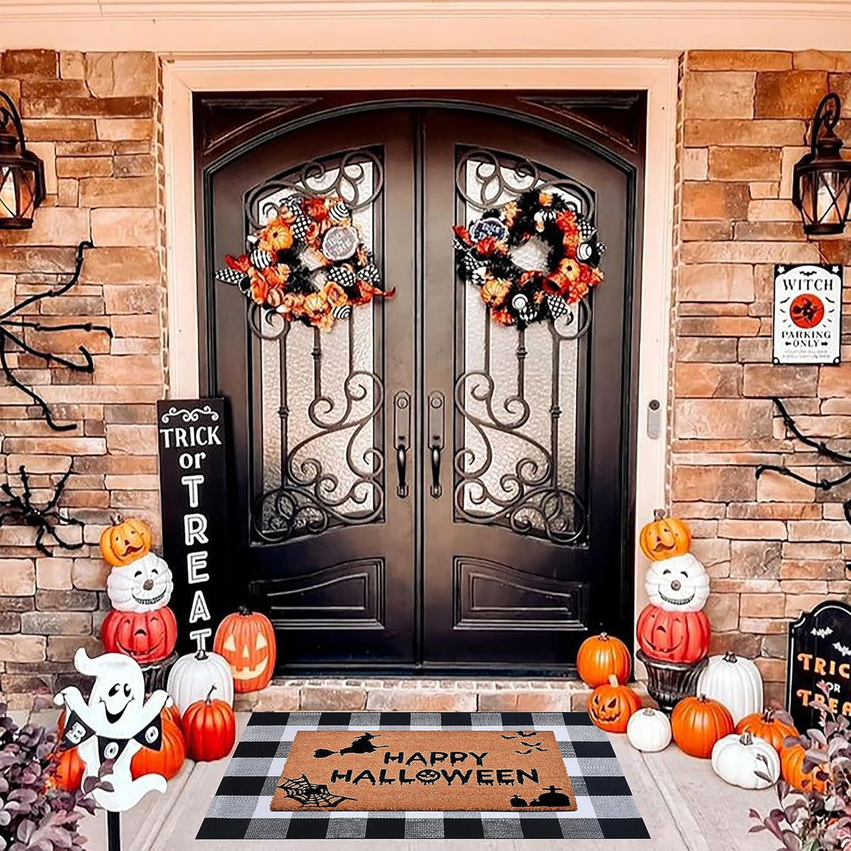 Homydecor Halloween Decor Doormat Combo Set, 100 Percent Coco Coir Welcome Ma...