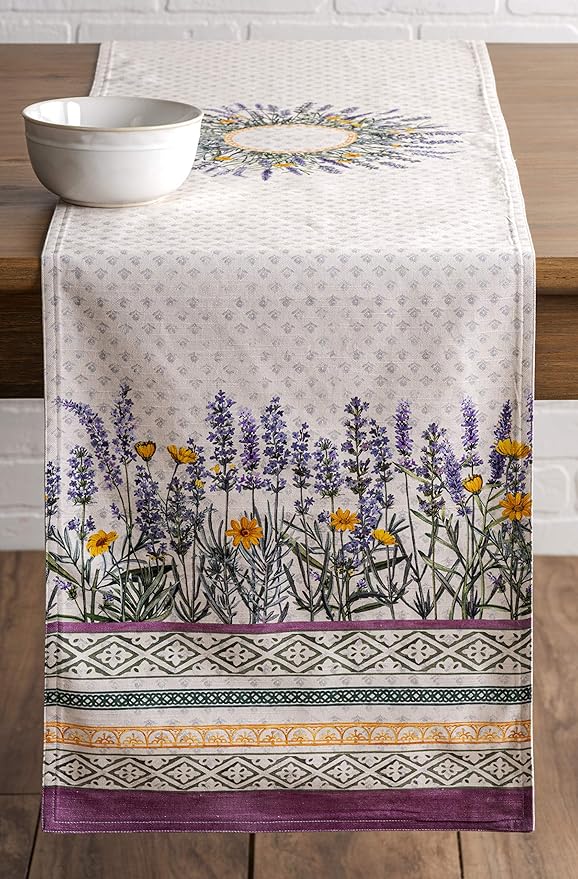 Maison d' Hermine Table Runner 100% Cotton Double Layer Table Runners 108 inches Long Decorative for Home Kitchen Dining Party Wedding Bridal Shower Spring Summer (Fanny Lavender, 14.50" x 108")