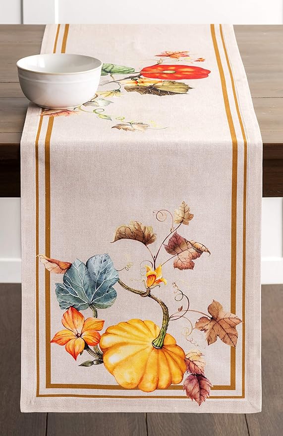 Maison d' Hermine Table Runner 100% Cotton Single Layer Table Runners 72 inches Long for Thanksgiving Christmas Decorations Home Kitchen Dining Party Wedding (Potiron, 14.5" x 72")