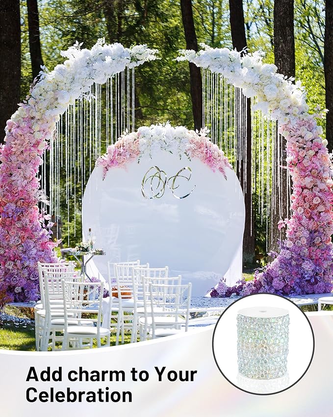 Iridescent Acrylic Crystal Garland, 49FT Diamond-Shaped Beads for Wedding Decorations, DIY Projects
