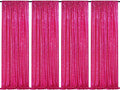 Fuchsia Sequin Backdrop Drapes 4 Panels 2FTx8FT Glitter Backdrop Curtains for Wedding Party Stage Decorations
