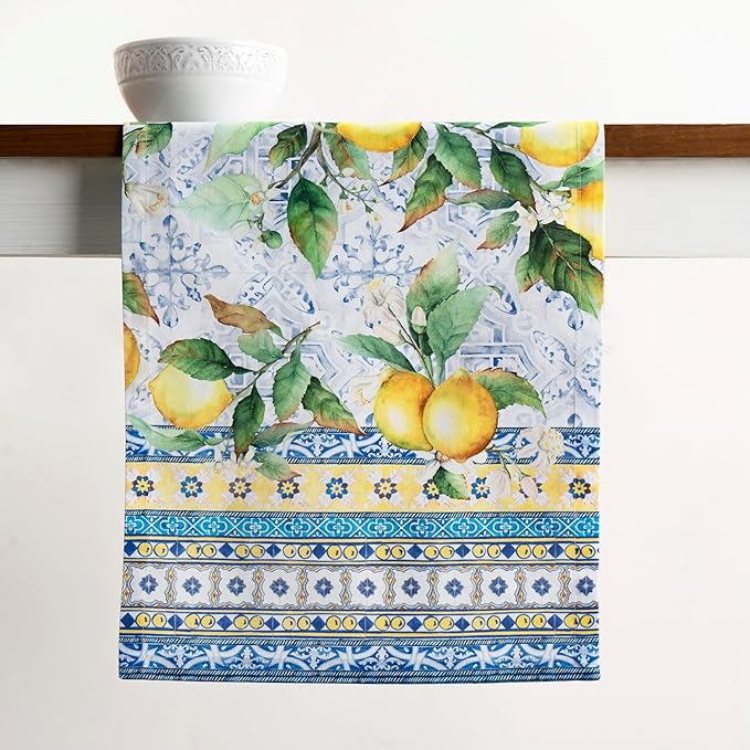 Maison d' Hermine Table Runner 100% Cotton Single Layer Table Runners 72 inches Long Decorative for Home Kitchen Dining Party Baby Shower Wedding Bridal Shower Spring Summer (Citrus, 14.50" x 72")