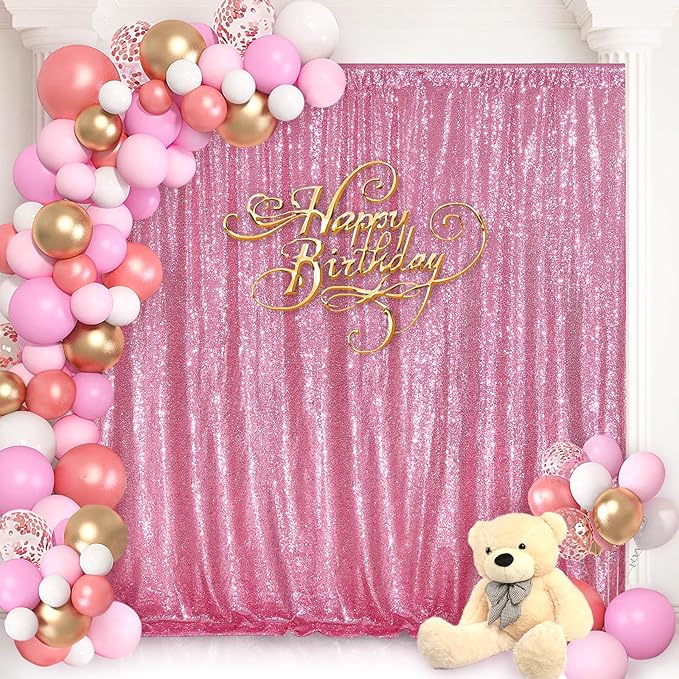 Blush Pink Sequin Backdrop Glitter Backdrop Curtains 10ft x 10ft Glitter Background for Party Baby Shower Wedding Decorations