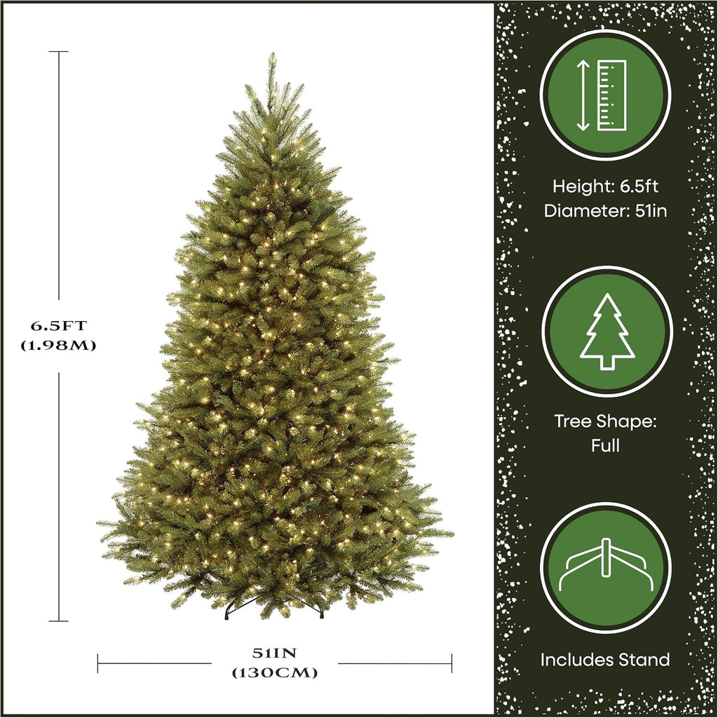 national tree company 6.5ft pre-lit dunhill fir artificial, side view