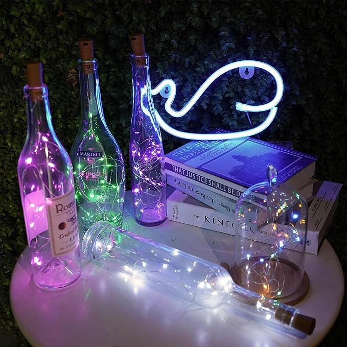 20 LED Wine Bottle Lights with Cork, 15 Pack Battery Operated Cork Shape Fairy Light Waterproof Mini Copper Silver Wire String Lights for Party, Wedding, Christmas, Bedroom Decoration(Colorful)