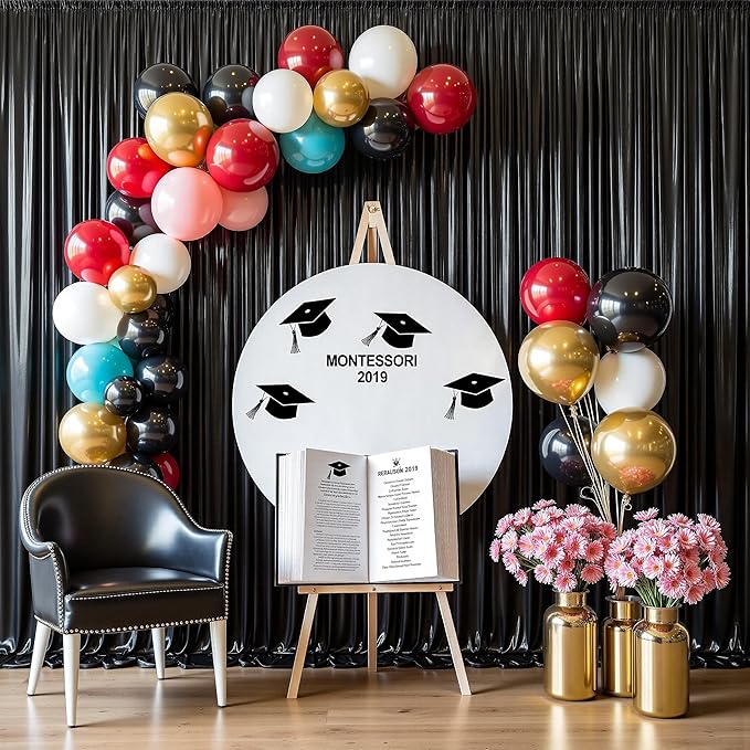 Outpain Thick 30 ft x 10 ft Black Sequin Backdrop Curtain for Parties, Wrinkle Free Glitter Photo Backdrop Drapes 6 Panels 5x10ft Black Back Drop Cloth for Wedding Christmas Photography Background