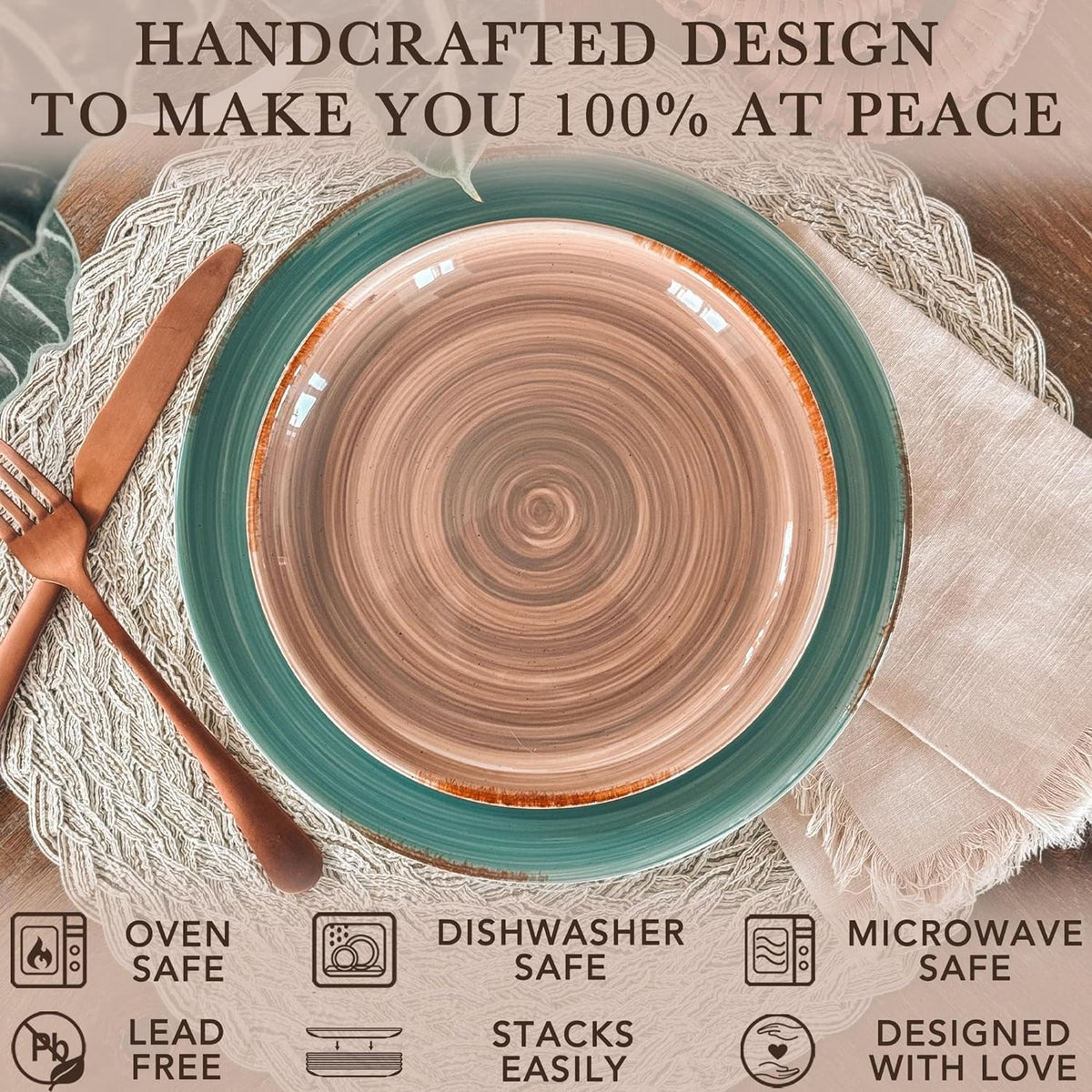 MORA Ceramic Helix Swirl Salad Plates Set of 6, 8in Spiral Porcelain Dish for...