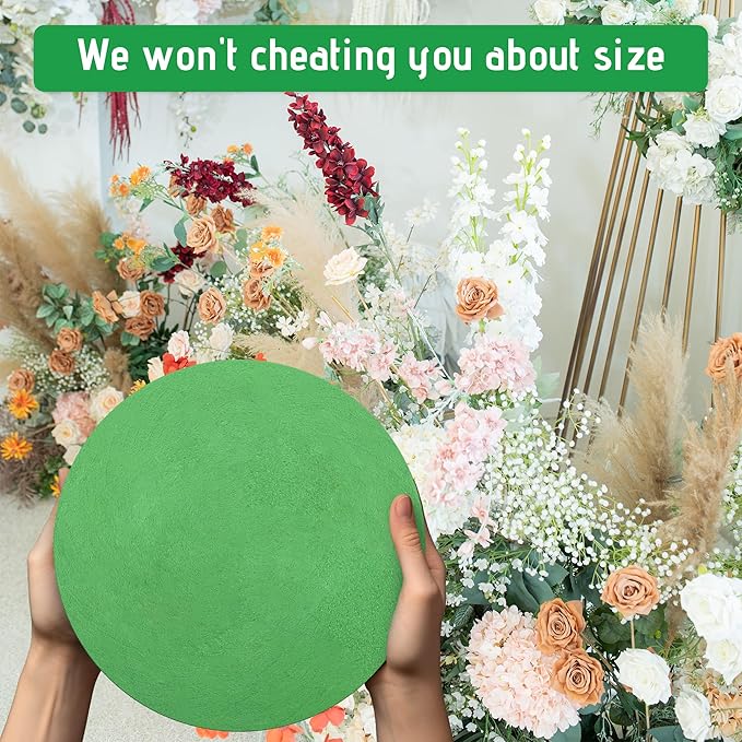 Max Shape 6Pcs Floral Foam Round Blocks, Large Wet and Dry Green Foam for Artificial and Fresh Flower Arrangement,Flower Foam Blocks for Wedding Party Decorations (7.8 Inch)