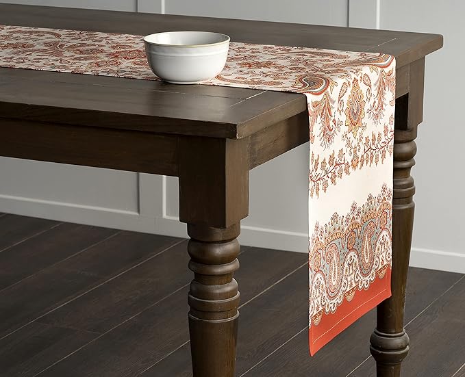 Maison d' Hermine Table Runner 100% Cotton Single Layer Table Runners 108 inches Long for Thanksgiving Christmas Decorations Home Kitchen Dining Party Wedding (Cachemire, 14.5" x 108")