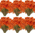 20 Bundles Artificial Fall Flowers Outdoor UV Resistant Fake Flowers No Fade Faux Plastic Plants Garden Porch Window Box Decorating (Fall Brown