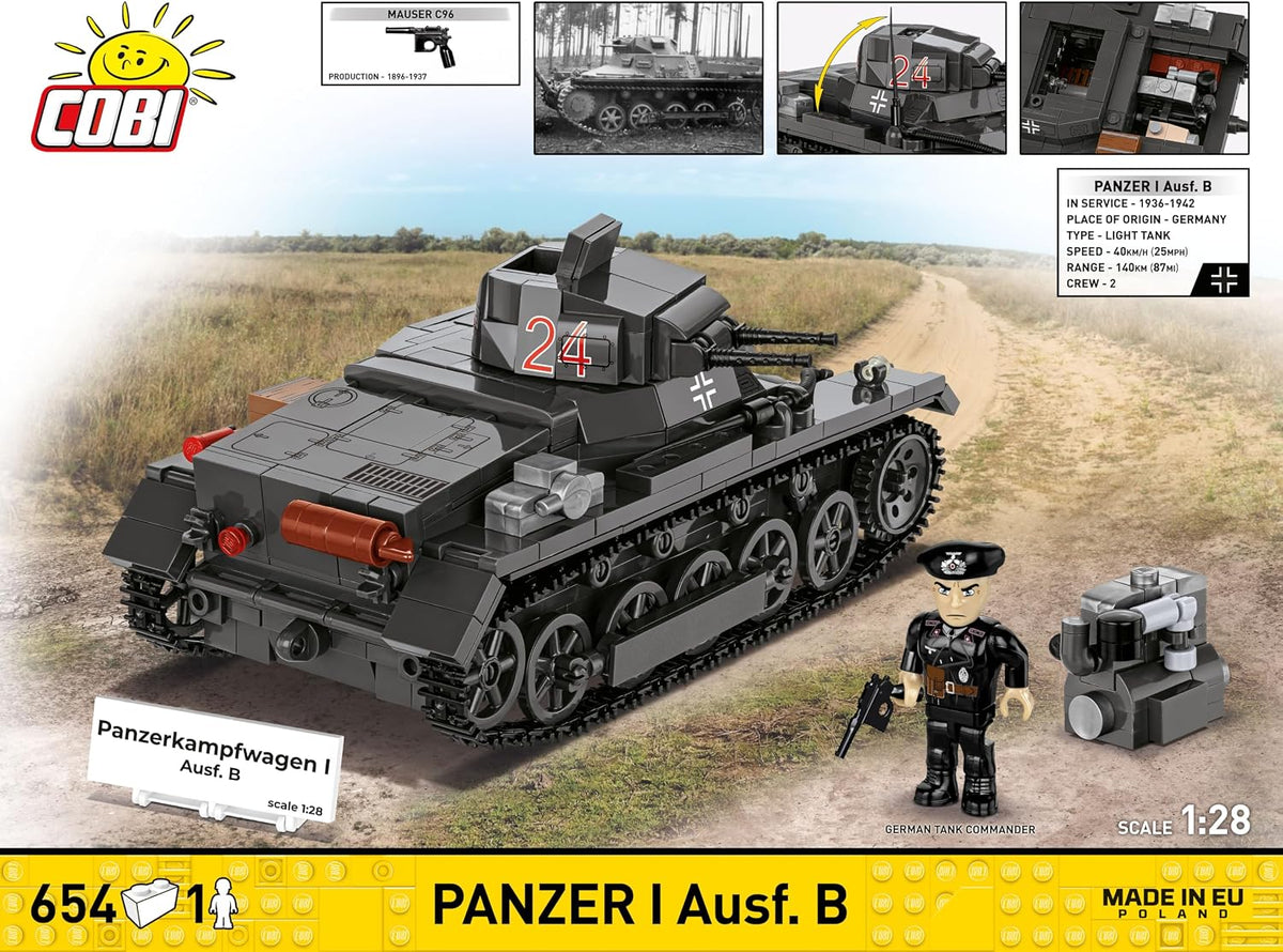 cobi historical collection wwii panzerkampfwagen i (france 1940), side view