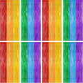 8 Pack Rainbow Backdrop, 3.28 FT x 7.05 FT Backdrop Curtains, Metallic Fringe Curtains Tinsel Bakdrop Party Streamer, Wedding Decor Rainbow Party Decorations Pride Photo Booth Props