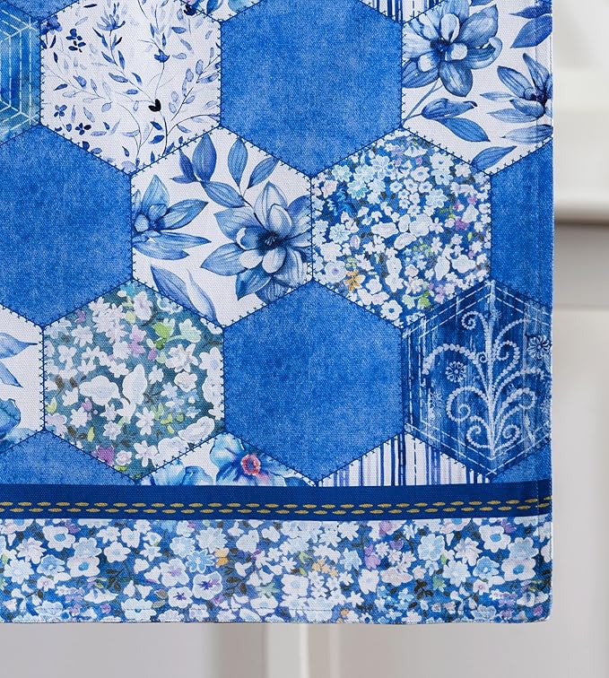 Maison d' Hermine Table Runner 100% Cotton Double Layer Table Runners 72 inches Long Decorative for Home Kitchen Dining Party Wedding Bridal Shower Spring Summer (Summer Blues, 14.50" x 72")