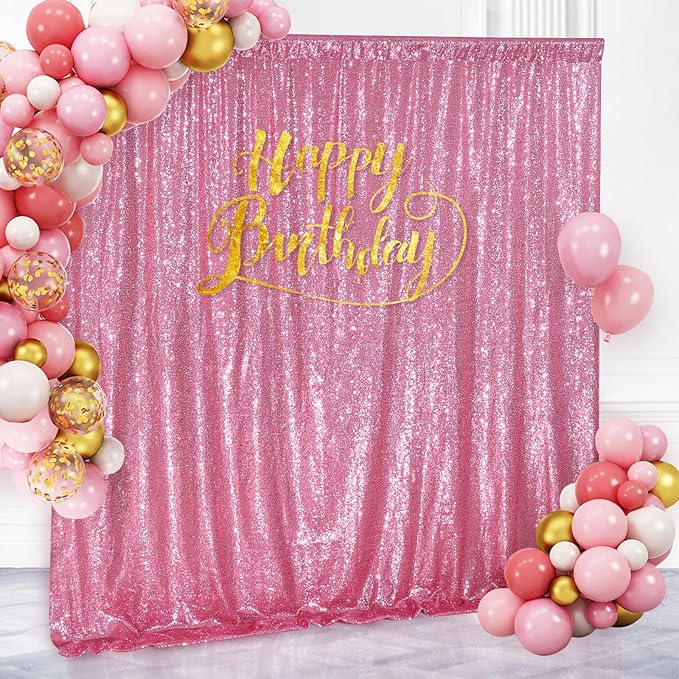 Blush Pink Sequin Backdrop Glitter Backdrop Curtains 10ft x 10ft Glitter Background for Party Baby Shower Wedding Decorations