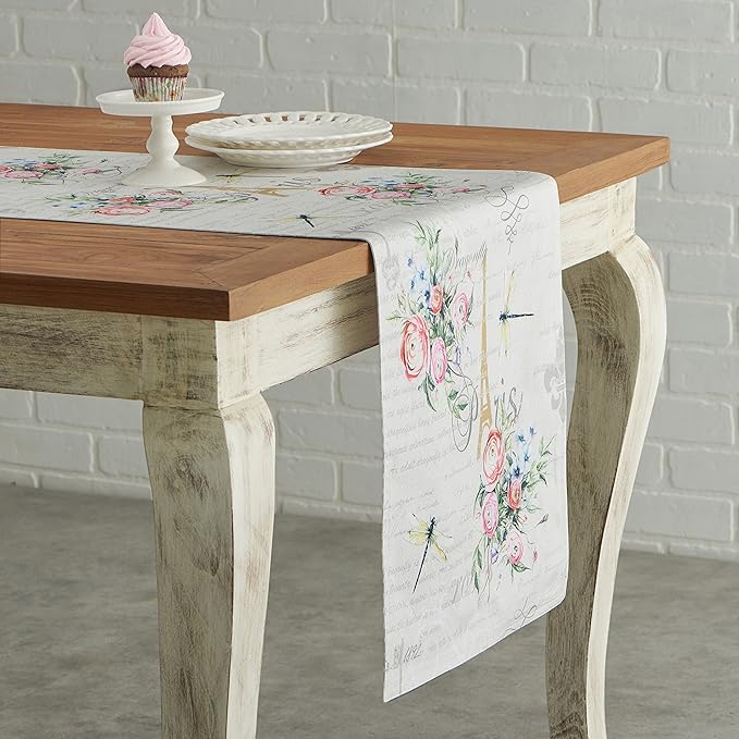 Maison d' Hermine Table Runner 100% Cotton Double Layer Table Runners 72 inches Long Decorative for Home Kitchen Dining Party Wedding Bridal Shower Spring Summer (Champ De Mars, 14.50" x 72")