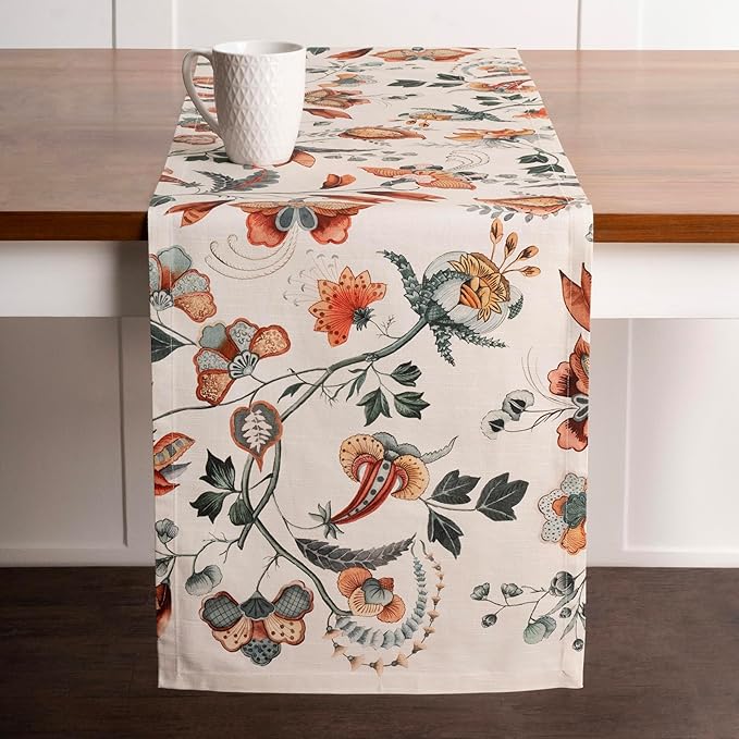 Maison d' Hermine Table Runner 100% Cotton Single Layer Table Runners 108 inches Long for Thanksgiving Christmas Decorations Home Kitchen Dining Party Wedding (Dalida, 14.5" x 108")