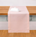 Solino Home Pink Table Runner 108 Inches Long - Cotton Linen Hemstitch 14 x 108 Inch Table Runner for Dining, Fall, Autumn, Thanksgiving, Christmas