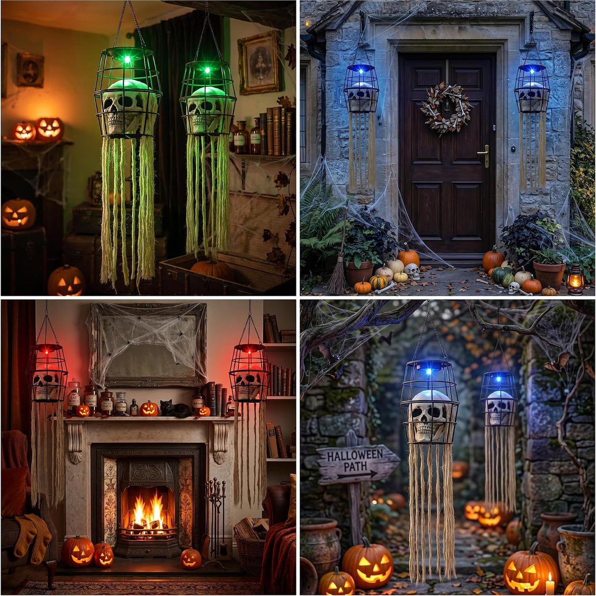 2PCS Solar Skeleton Halloween Lights, LED Color Changing Halloween Decoration...
