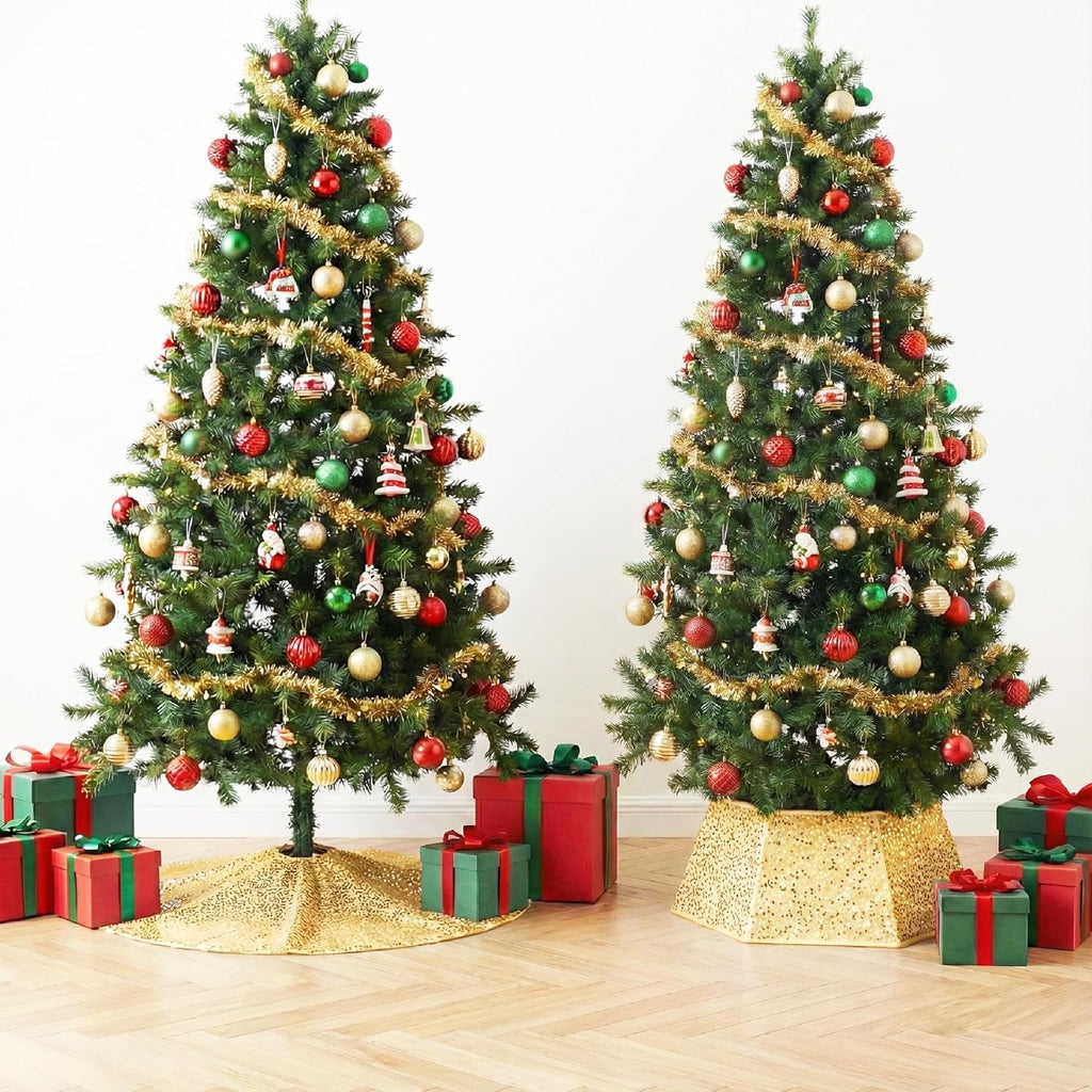 Mr. Pen- Sequin Christmas Tree Skirt and Tree Collar | 36 Inch Sparkly Base Cover, 24.8 Inch Foldable Sparkling Sequin Trees Skirt Collar