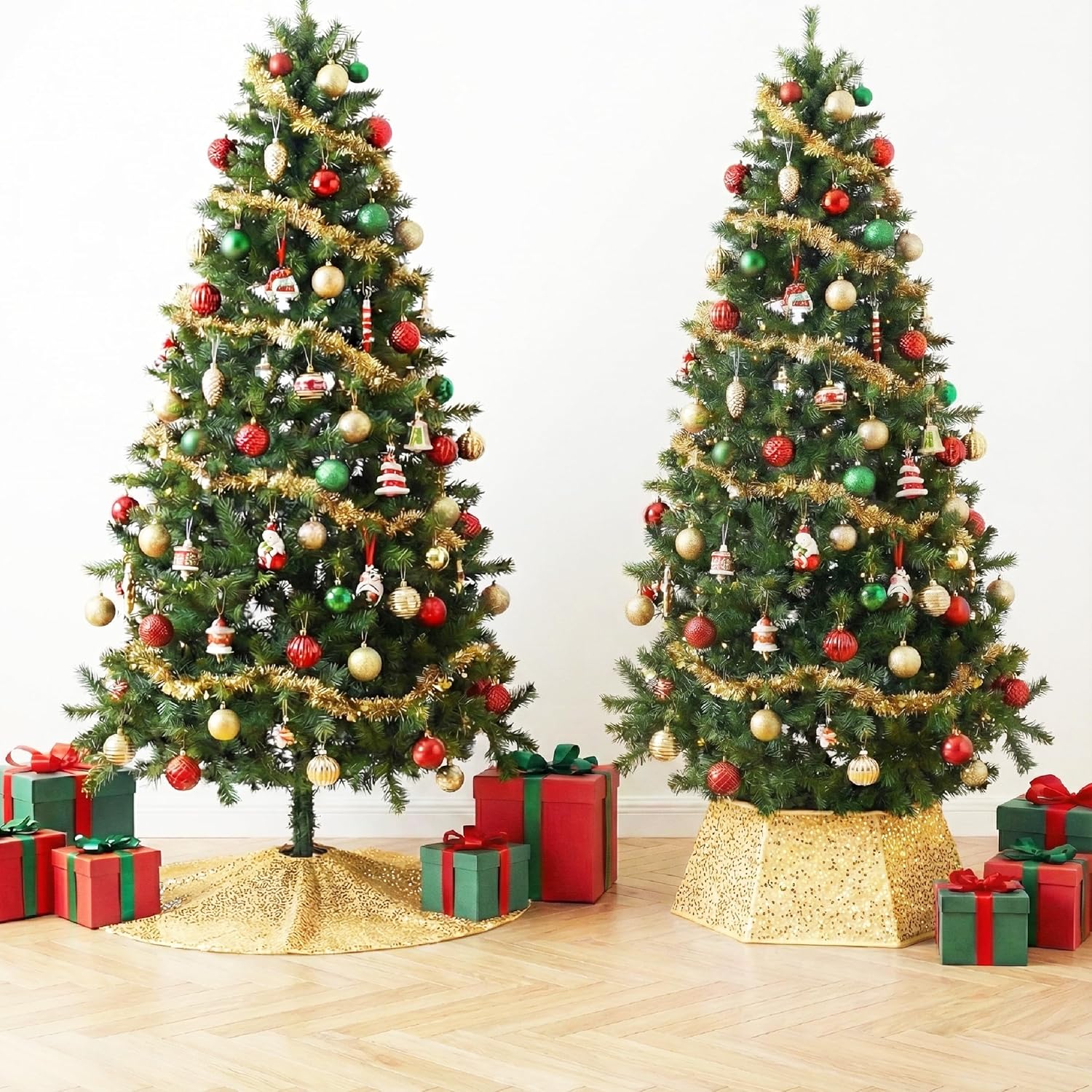 Mr. Pen- Sequin Christmas Tree Skirt and Tree Collar | 36 Inch Sparkly Base Cover, 24.8 Inch Foldable Sparkling Sequin Trees Skirt Collar
