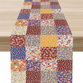 Patchwork Table Runner, Boho Vintage Floral Checkered Plaid Bohemian Paisley Flower Farmhouse Table Center Decor for Home Kitchen Dining Patio Holiday Party Indoor Table Decorations, 13"x108" Inch