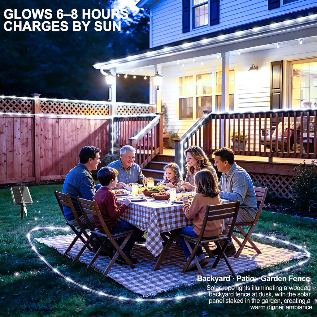 Solar Rope Lights Outdoor Waterproof, 33FT 100 LED Solar String Lights with 8 Lighting Modes,Trampoline Lights, Solar Patio Light for Garden Fence Backyard Deck Porch Pool Tree Christmas Decor