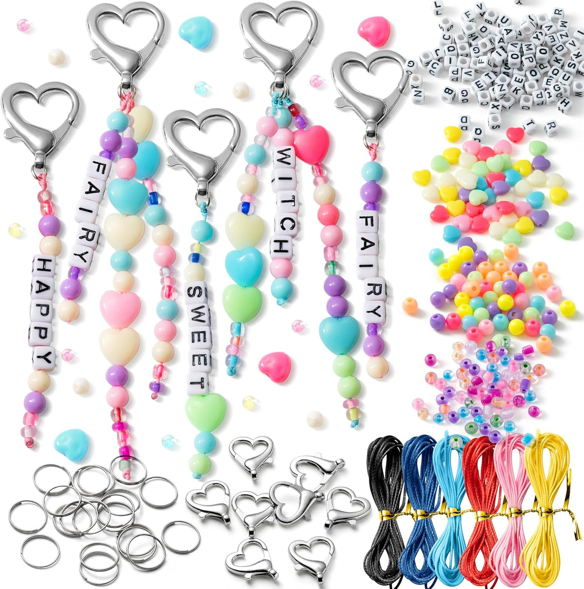 watinc heart keychain making kit - diy letter, main product view