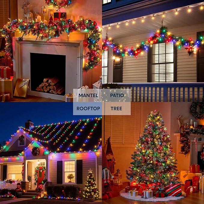Joiedomi Multicolor Christmas String Lights,150 Count 31.2FT Christmas Fairy Tree Lights Plug in for Indoor Outdoor Xmas Decorations Patio Holiday Theme Party Yard House,Green Wire