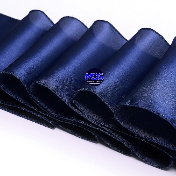 MDS Pack of 25 PCS Satin Chair Sashes Charmeuse Sateen Dining Chair Bows Ribbon Ties Back Sash for Wedding Party Birthday Home Hotel Restaurant Banquet Decoration (7 x 108 Inch, Navy Blue)