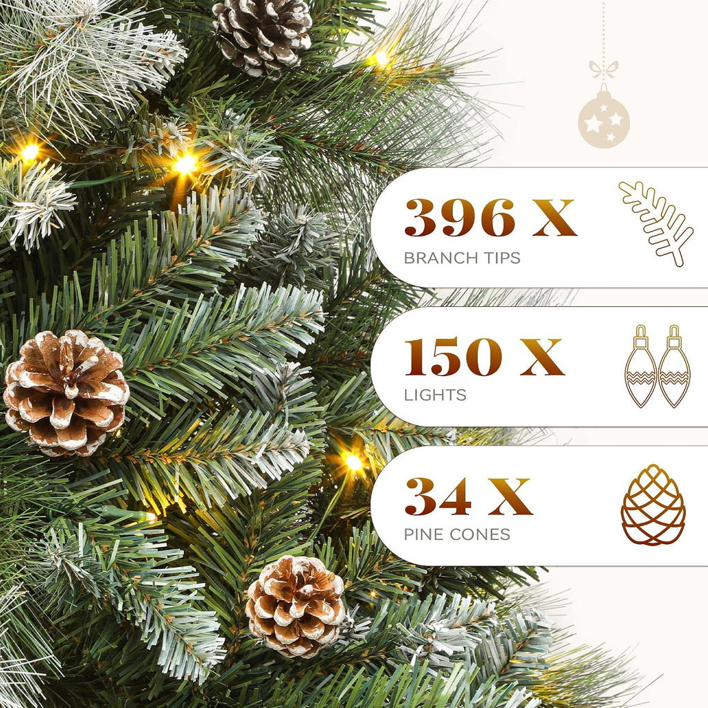 yitahome 4.5ft prelit christmas tree w/pine cones &, close-up detail