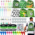 J6&H6 2026 Soccer Party Favors Soccer Goodie Bags Including 12 Soccer Drawstring Bags Stress-relieving Soccer Straws Keychains silicone Wristband and stickers for Soccer Party Gift. (soccer)