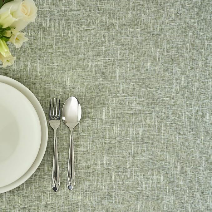 maxmill Flaxy Faux Linen Tablecloth with 2-Tone Slubby Texture Wrinkle Free Anti-Shrink Soft Table Cloth for Kitchen Dining Tabletop for Outdoor and Indoor Use Rectangle 60 x 84 Inch Sage