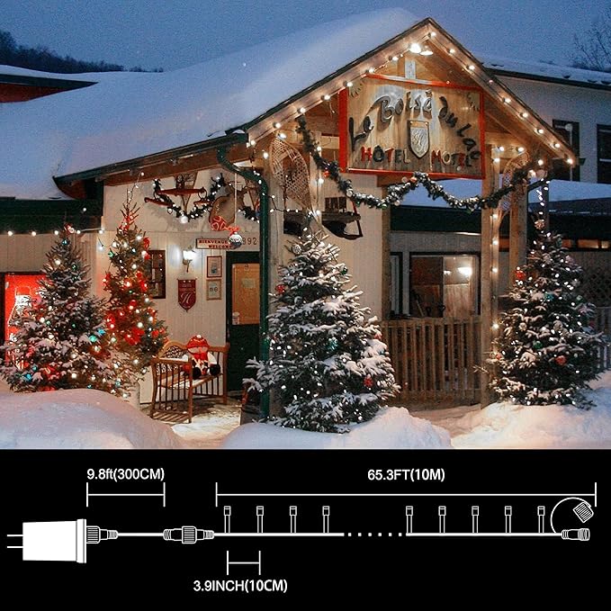 LAMPHOME 33ft Christmas Decorative Mini Lights, 100 LED Transparent Wire Fairy Starry String Lights Plug in, 11 Lighting Modes, for Indoor Outdoor Xmas Tree Wedding Party Decoration (White)