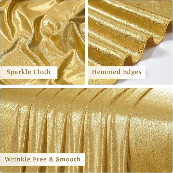 30ft x 10ft Gold Sequin Backdrop Curtain for Parties, Wrinkle Free Thick Glitter Photo Backdrop Drapes 6 Panels 5x10FT Back Drop Cloth Shiny Fabric for Wedding Birthday Photography Background