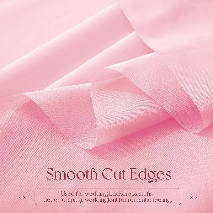 VACVELT Wedding Arch Draping Fabric Blush Pink Chiffon, 1 Panel Sheer Drapes 30 Inch x 20ft Chiffon Backdrop Curtain Decor, Outdoor Sheer Drapery for Ceremony Party Ceiling