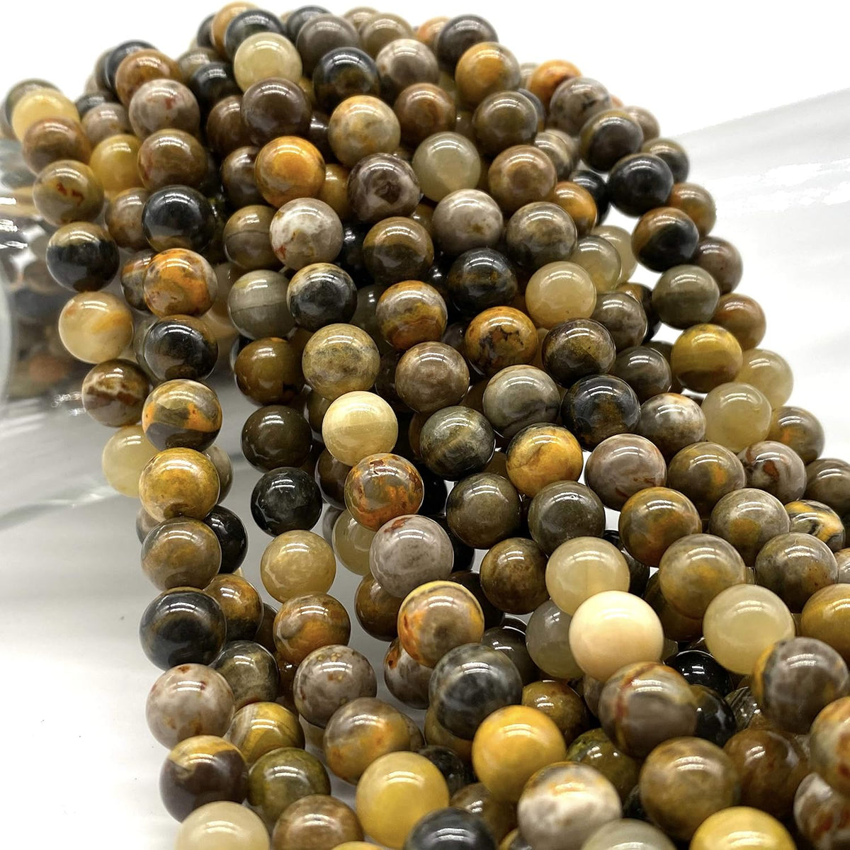 ABCGEMS Bumble Bee Jasper Beads Indonesia Smooth Round 10mm