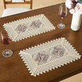 WARM HOME DESIGNS Gold Lace Placemats Set of 2. 18 Inch Crochet Doilies are Embroidered with Intricate Flower Design. Can Be Used As Lace Doilies for Desert Tray or Macrame Place Mat. VTP Linen 18