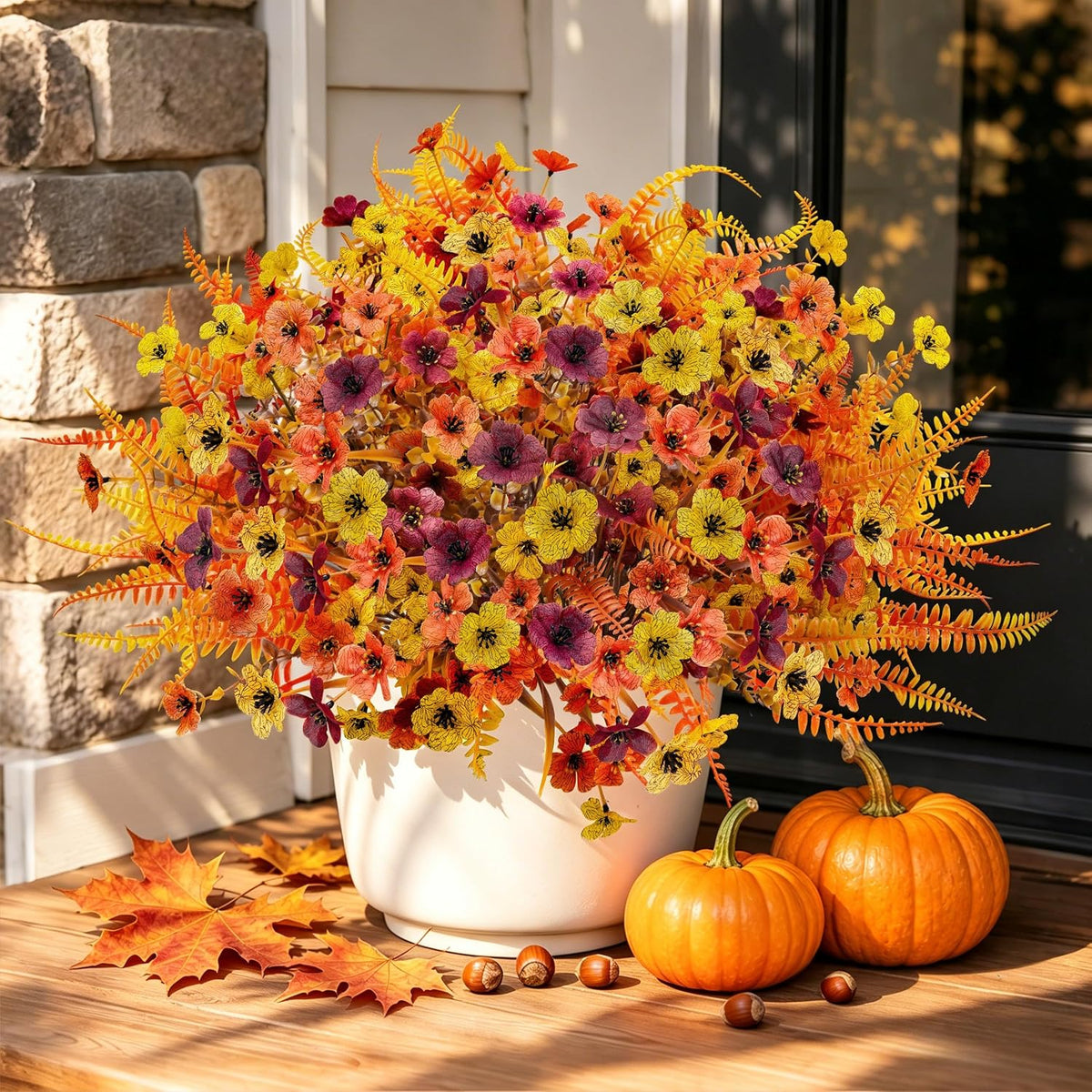 der rose 24pcs artificial fall flowers for outdoors on a desk or shelf