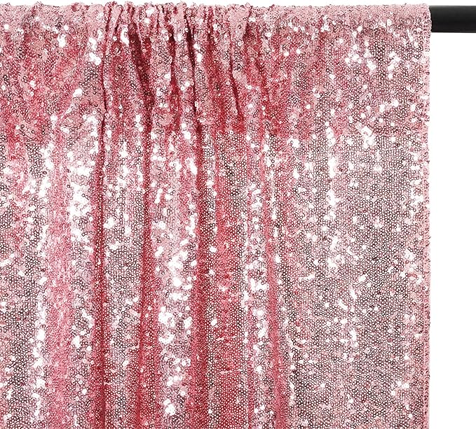 Poise3EHome Fuchsia Pink Sequin Backdrop Curtains, 2 Panels 2FTx8FT Glitter Background for Party Birthday Party Baby Shower Wedding Christmas Thanksgiving Holiday Festival Decor