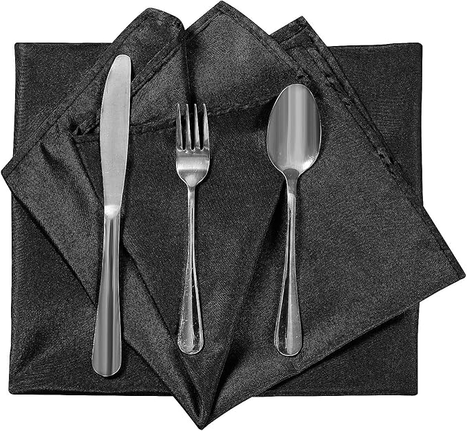Cloth Napkins 20x20 inch Washable Polyester Dinner Napkins Soft Table Napkins for Wedding Party Dining Banquet(Black,50PCS)