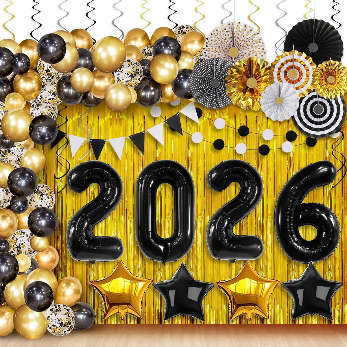 katchon happy new years decorations 2026 black and, main product view